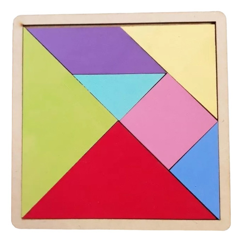 18 Tangram Pintados Rompecabeza Encastre Madera Mayoristas