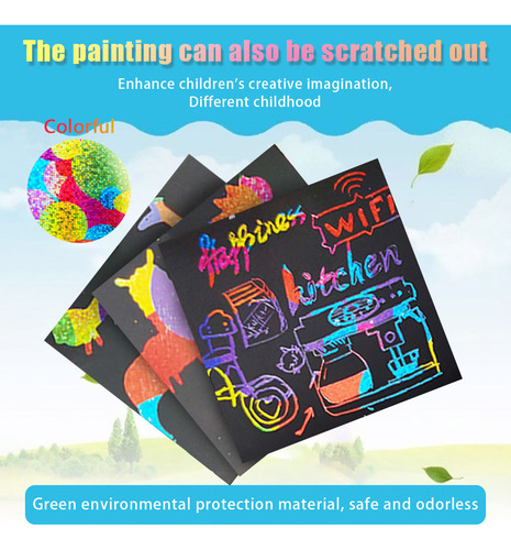 Conjunto L Scratch Notes Doodle Art Com 100% De Papel Hologr