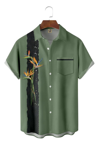 Ghb Camisa Hawaiana Unisex Con Estampado De Pájaro, Camisa