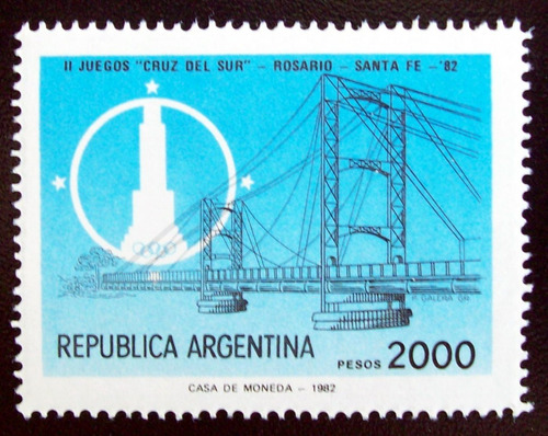 Argentina, Sello Gj 2062 Puente Santa Fé 1982 Mint L5240