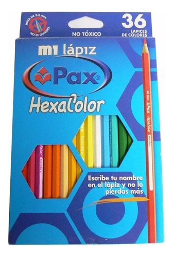 Lapices De Colores Pax Hexacolor X 36 Largos Dibujo Calidad