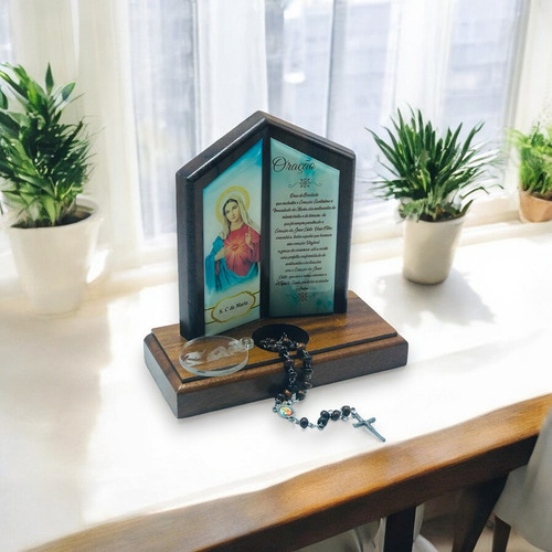 Oração De Mesa Com Porta Terço Sagrado Coração De Maria