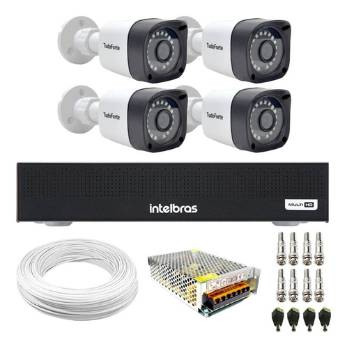 Kit Dvr Intelbras 1104 + 4 Câmeras Bullet Externa Full Hd