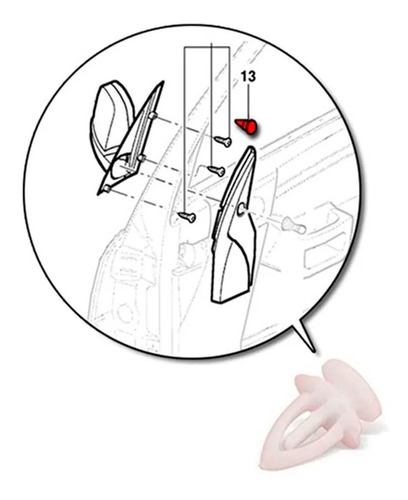 Grampo Retrovisor 13mm Jh07302 1 Corsa Novo 2003 A 2012