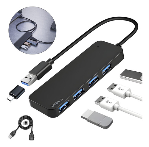 Hub Adaptador Multi-puerto Delgado De 4 Puertos Usb 3.0