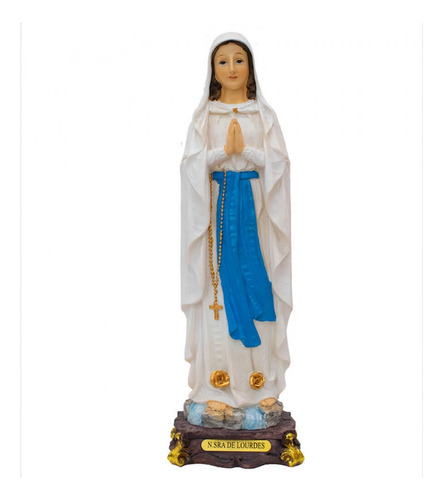 Nossa Senhora De Lourdes Enfeite De Resina 32 Cm Cor Branco