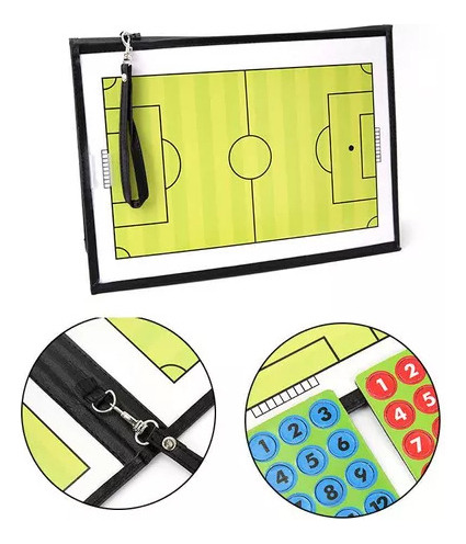 Prancheta Tática Magnética Futebol Imã Campo Bolsa Zíper