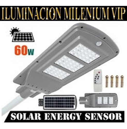 Lampara Reflector Solar Led 60w Para Poste Alumbrado Publico