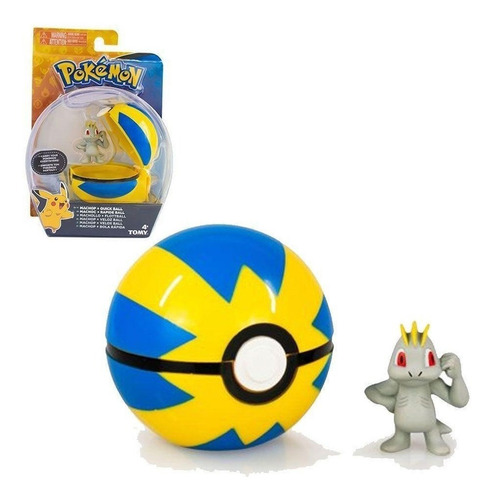 Pokemon - Clip Carry - Machop + Pokebola Quick Ball - Tomy