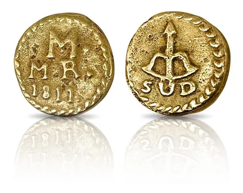 Imagen 1 de 8 de Moneda Original De Medio Real Sud En Oro 14k 1811