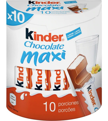 Barra Chocolate Kinder Maxi X10 210g Leche Golosinas