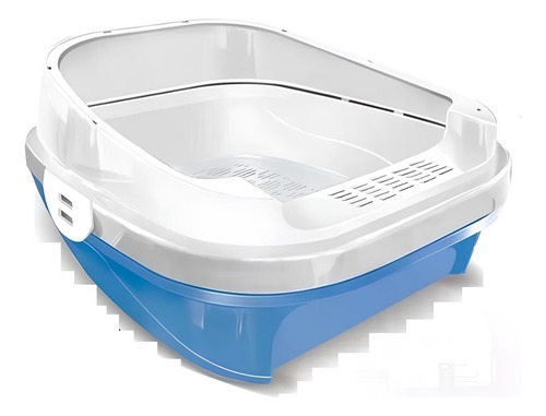 Caixa De Areia Furba 2 Bandeja Sanitária Wc Felino Gato 4 Pç Cor Azul