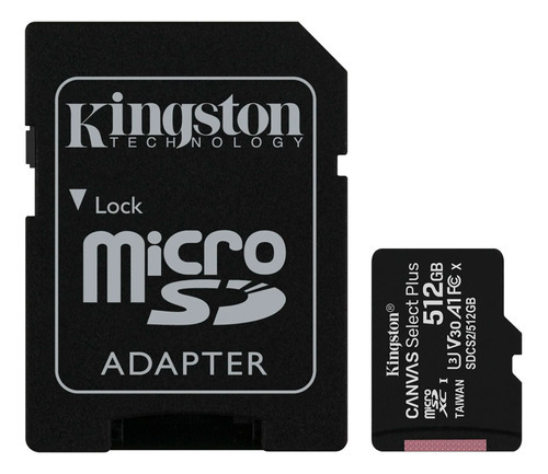 Tarjeta de memoria Kingston Microsd Canvas Selectplus CADP de 512 GB