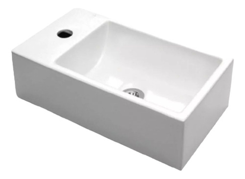 Bacha Lavatorio Baño Apoyo Blanca 47x25x12 Krumm Rectangular Acabado Brillante Color Blanco