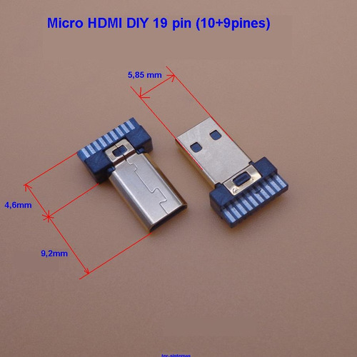 Ficha Micro Hdmi 19 Pin Macho Para Soldar Diy