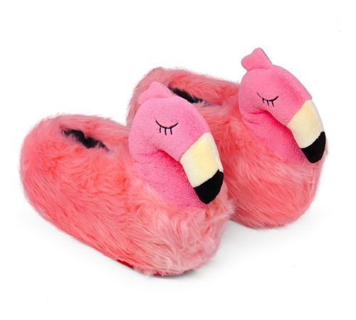 Imagem 1 de 7 de Pantufa 3d Flamingo Solado Borracha Tamanho 37 A 39 - Ricsen