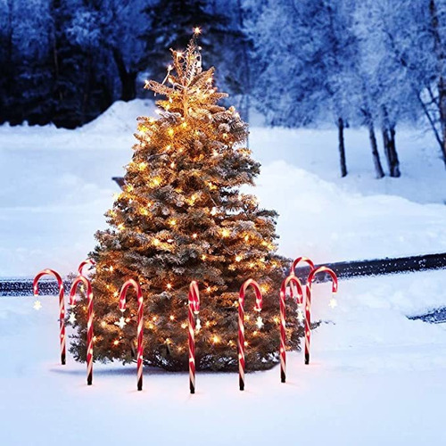 Juego De 8 Luces De Bastón De Caramelo Navideñas