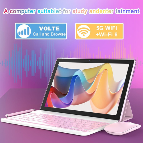 Yqsavior Android 14, 2 En 1 Tablet 10 Pulgadas Con Teclad...