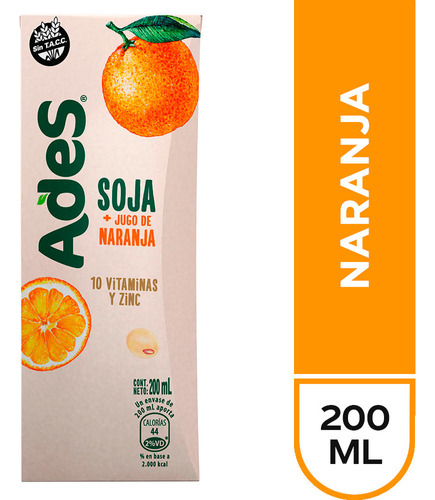 Bebida Vegetal Ades Naranja 200 Ml X 6