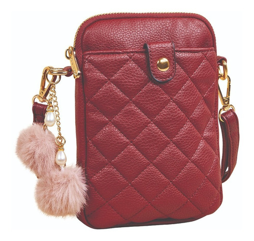 865-09 Bolso Para Dama Color Rojo Casual Correa Ajustable