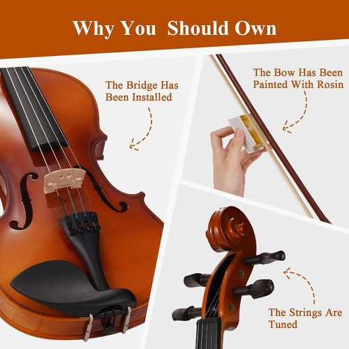 Phoenix Violín 4/4 Full Size Kit, Violín Fiddle Set P...