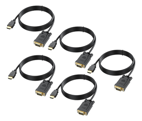 Cable Hdmi A Vga De 6 Pies, Paquete De 5 Cables Unidireccion