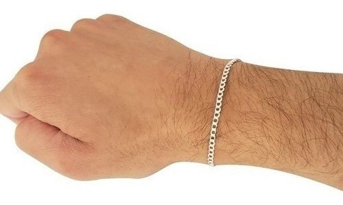 Imagem 2 de 5 de Pulseira Prata Italiana 925 Grumet 3mm 21cm Masculina Top