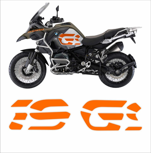 Par De Adesivos Tanque Compatível Com Bmw R1200 Gs Laranja