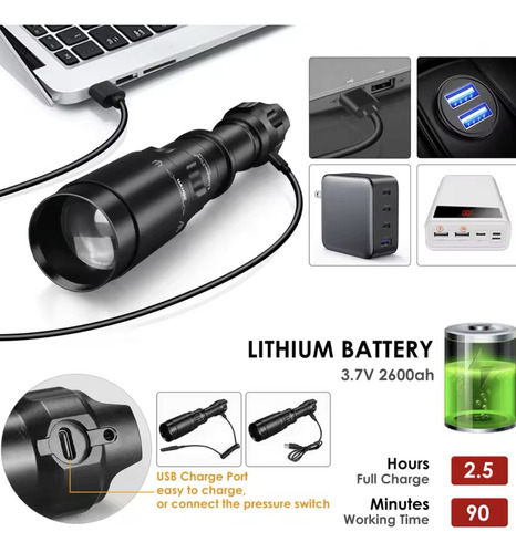 Lanterna De Caça Lente Fresnel Led Vermelho Dimer