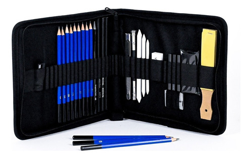 Set Dibujo Artistico Estuche X 32 Pza Hb Grafito Difusores