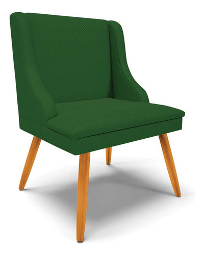 Cadeira Estofada De Jantar Pés Palito Lia Veludo Verde Luxo