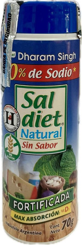 Sal Diet Natural Sin Sabor 0% De Sodio Fortificada 70g