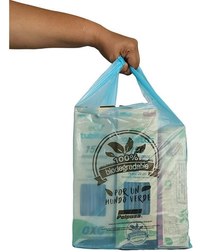 Polpusa 1400 Bolsas Tipo Camiseta Biodegradable 40 X 52 Cm