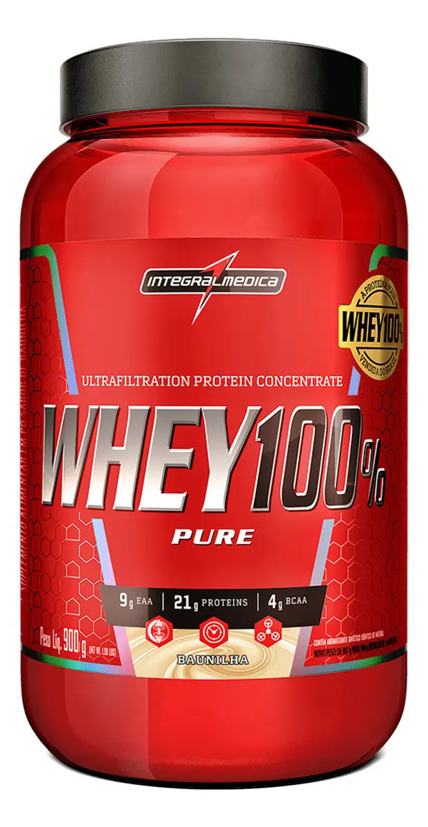 Whey 100% Pure Baunilha 900g Pote - Proteína Pura e Rápida Absorção para Melhor Performance