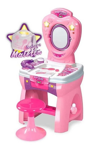 Tocador Infantil Nenas Maquillaje Con Luz Y Maletin