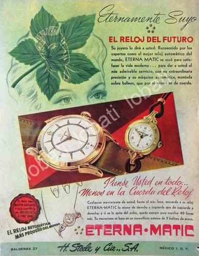 Cartel De Relojes Eterna Matic 1953 Importadora Steele Cia