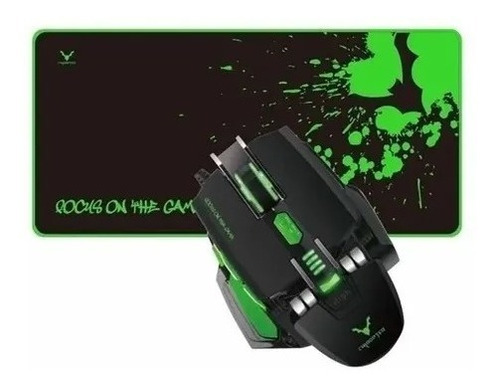 Mouse X6 Led Gaming Usb 3200dpi+mousepad-negro/verde 60x30cm