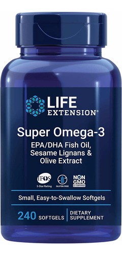 Life Extension Super Omega-3 Epa/dha Certificacion Ifos 5 240 Cápsulas Sin Sabor