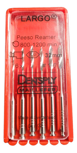 Fresa Dental De Largo Densplay Maillefer 6 Unidades