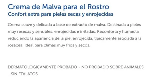 Crema Malva De Rostro 55gr. Just Piel Seca Y Sensible