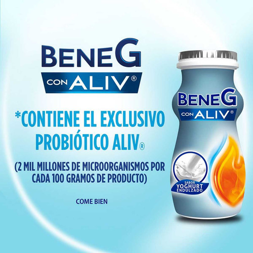 Yoghurt Natural Benegastro Con Aliv 6 Piezas De 90g