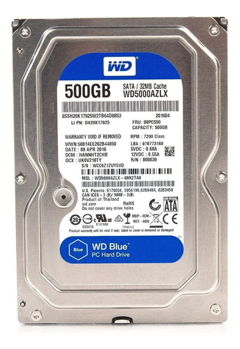 Disco duro interno Western Digital WD Caviar Blue WD5000AAKX 500GB azul