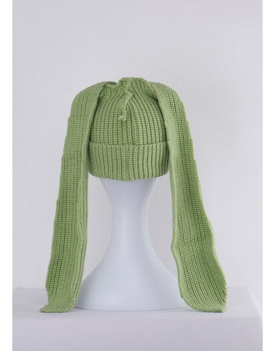 Gorro Cálido De Punto Sólido Con Orejas Largas A