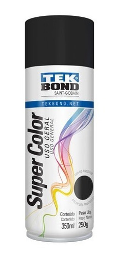 Imagem 1 de 1 de Tinta Spray Tek Bond  Preto Fosco Uso Geral 350ml