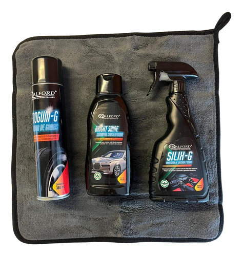 Kit Limpieza Auto Renovador Shampoo Silicona Paño Microfibra