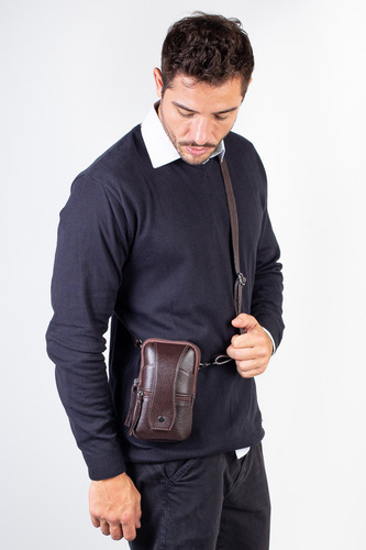 Shoulder Bag 2 Em 1 De Couro Vinni Cor Marrom Desenho Do Tecido Lisa