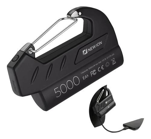 Carregador Portátil 5000mah Power Bank Com Gancho P/ Bolsa Preto - 1un