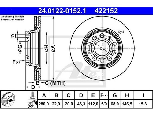 Discos Delanteros Audi A4 2007 Avant 2.0 128hp (8ed) Par