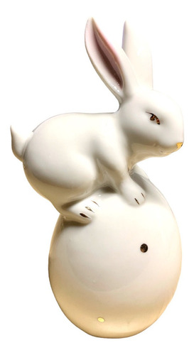 Figura Conejo De Pascua Ceramica Blanco 13 Cm Calidad Mod 1