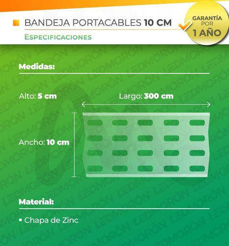 Imagen 5 de 9 de Bandeja Portacable Perforada 10cm 100mm X 3 Metros 0.7mm